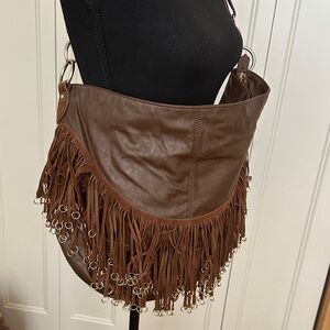 Big Buddha Brown Crossbody Bag with Fringe